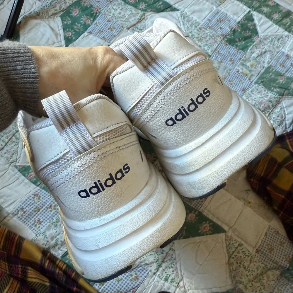 Adidas Men's White Sneakers with Navy Stripes